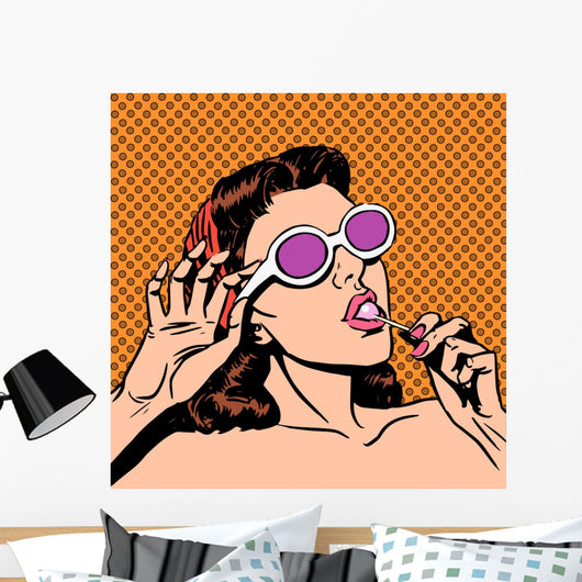 Sunday Girl Sunbathes Beach Wall Decal