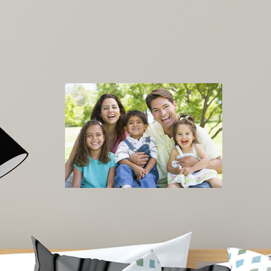 Laughing Family Sitting Outdoors Wall Decal