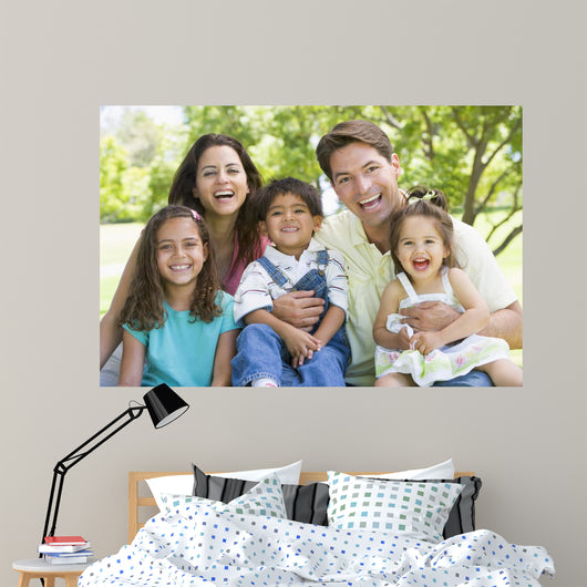 Laughing Family Sitting Outdoors Wall Decal