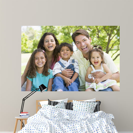 Laughing Family Sitting Outdoors Wall Decal
