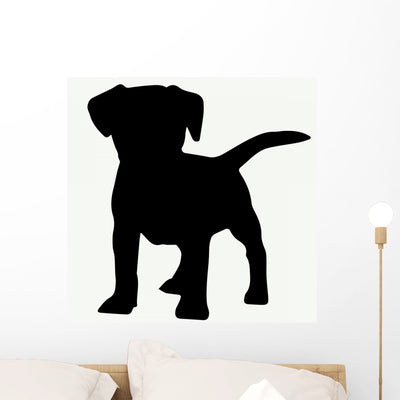 Dog Silhouette White Wall Decal shown on a wall
