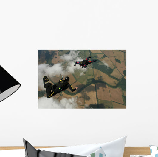 Two Skydivers Freefall Wall Decal