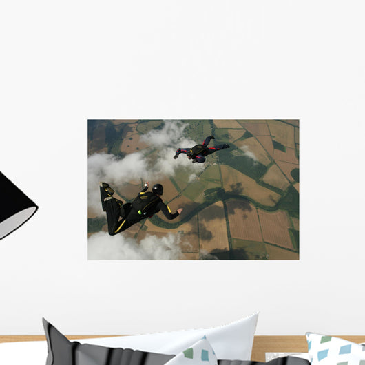 Two Skydivers Freefall Wall Decal