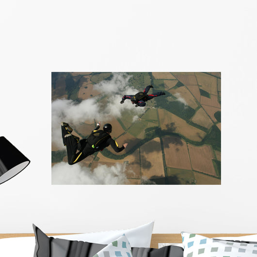 Two Skydivers Freefall Wall Decal