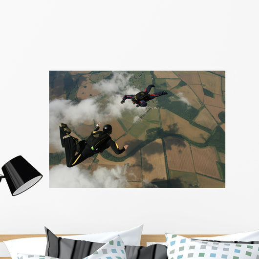 Two Skydivers Freefall Wall Decal