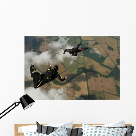 Two Skydivers Freefall Wall Decal