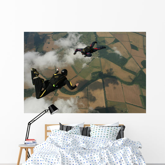 Two Skydivers Freefall Wall Decal