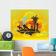 Illustration with Palm Trees Wall Decal