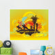 Illustration with Palm Trees Wall Decal