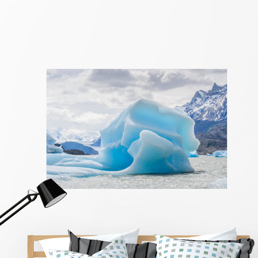 Blue Icebergs Close-up Grey Glacier Wall Decal