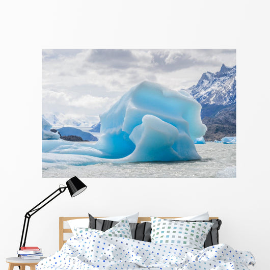 Blue Icebergs Close-up Grey Glacier Wall Decal