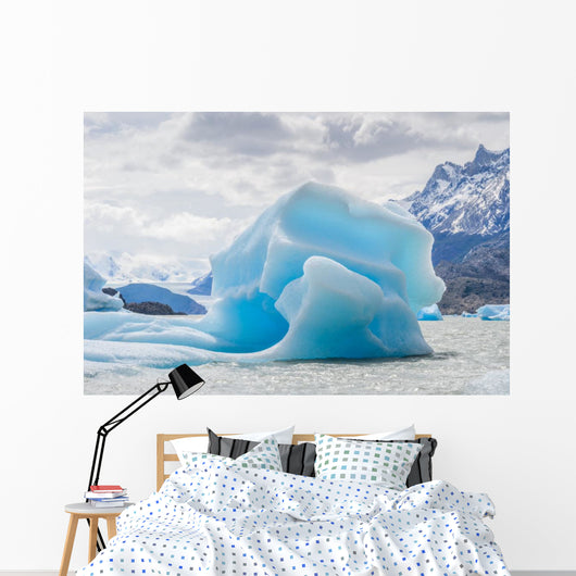 Blue Icebergs Close-up Grey Glacier Wall Decal