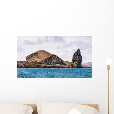 Pinnacle Rock Bartolome Islands Wide Wall Decal shown on a wall