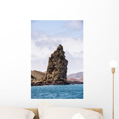 Pinnacle Rock Bartolome Islands Vertical Wall Decal shown on a wall