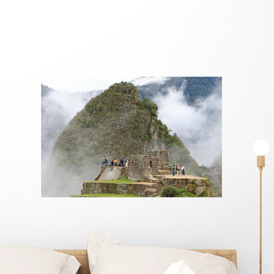 Machu Picchu Stonework Wall Decal shown on a wall
