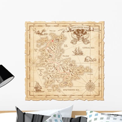 Hi Detail Vector Treasure Wall Decal shown on a wall