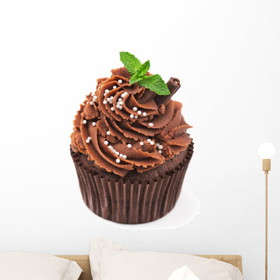 Chocolate Cupcake Wall Decal shown on a wall