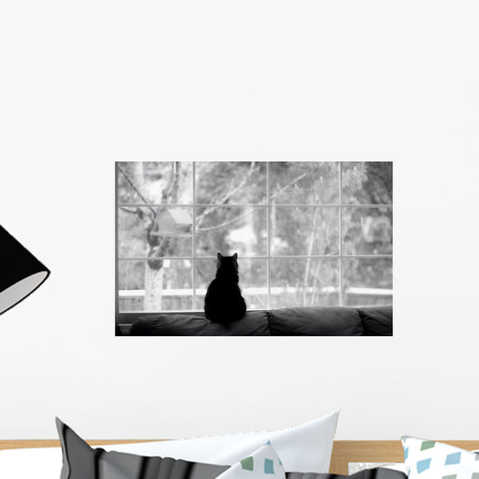 Silhouette Cat Watching for Wall Decal