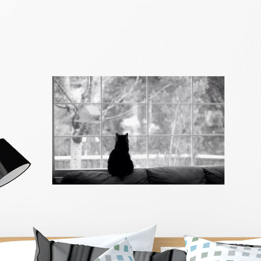 Silhouette Cat Watching for Wall Decal