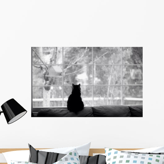Silhouette Cat Watching for Wall Decal