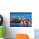 Prague Night Charles Bridge Wall Decal