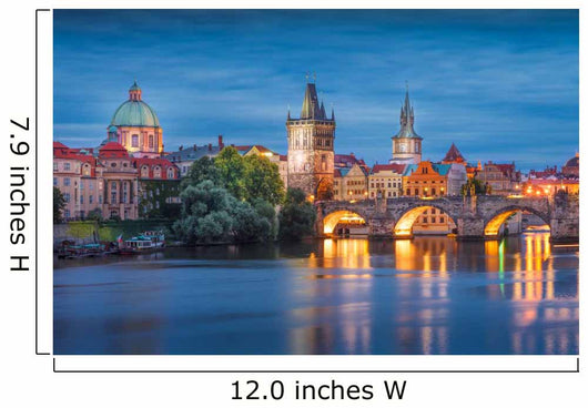 Prague Night Charles Bridge Wall Decal