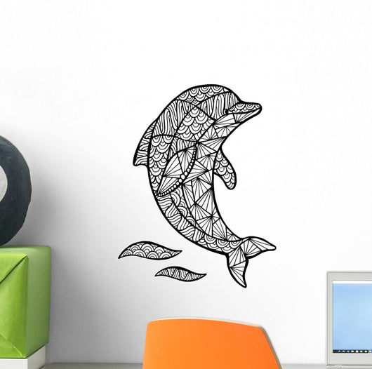 Stylized Vector Dolphin Zentangle Wall Decal