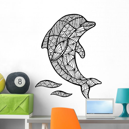 その他 Artbeats Dolphins Stylized Vector Dolphin Zentangle Wall Decal - WallMonkeys