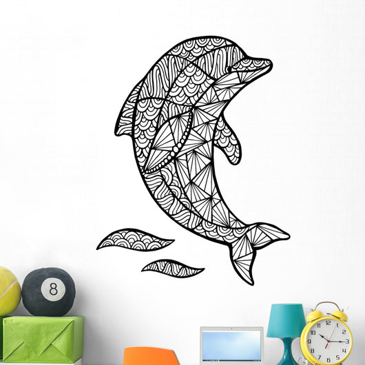 Stylized Vector Dolphin Zentangle Wall Decal