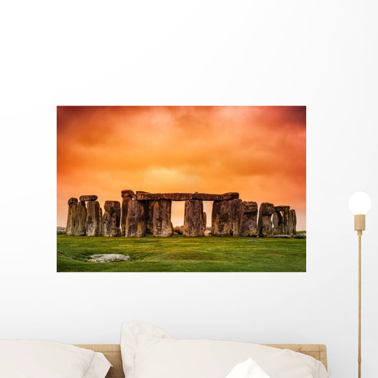 Stonehenge against Fiery Orange Wall Decal