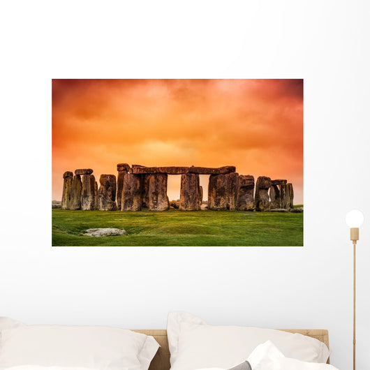 Stonehenge against Fiery Orange Wall Decal