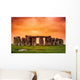 Stonehenge against Fiery Orange Wall Decal
