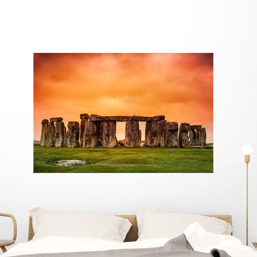 Stonehenge against Fiery Orange Wall Decal