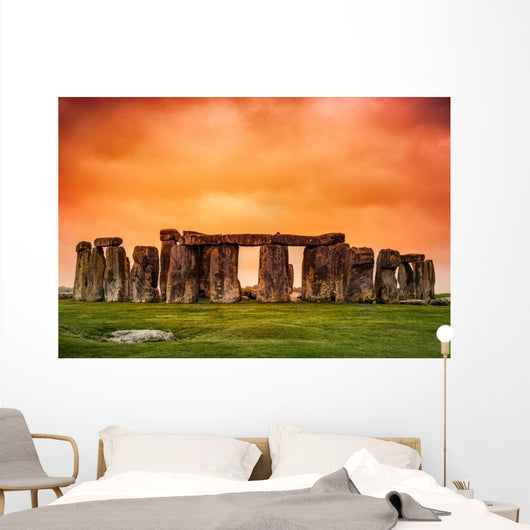Stonehenge against Fiery Orange Wall Decal