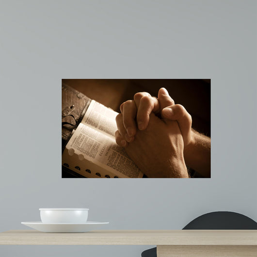 Praying Hands Open Bible Wall Decal
