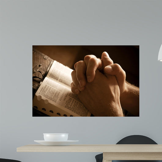 Praying Hands Open Bible Wall Decal