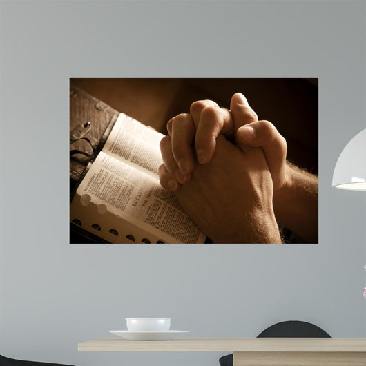 Praying Hands Open Bible Wall Decal