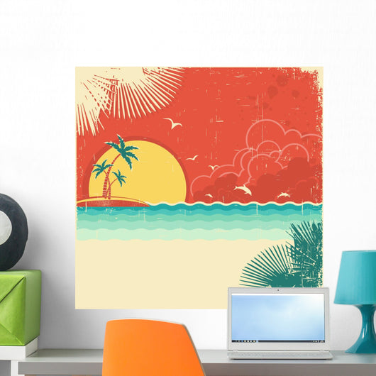 Vintage Nature Tropical Seascape Wall Decal