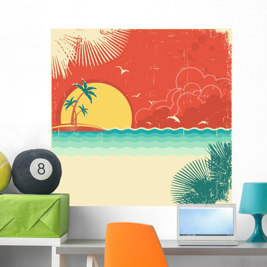Vintage Nature Tropical Seascape Wall Decal