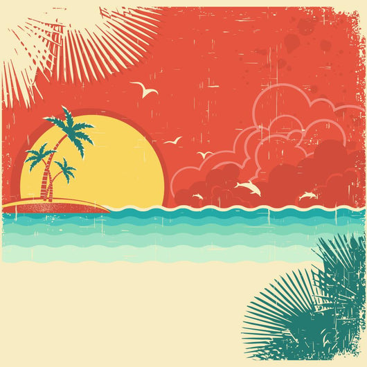Vintage Nature Tropical Seascape Wall Decal