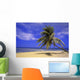 View Of Ocean From Beach With Palm Tree Wall Mural