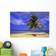 View Of Ocean From Beach With Palm Tree Wall Mural