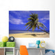 View Of Ocean From Beach With Palm Tree Wall Mural