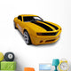 Yellow American Sports Car Wall Decal