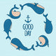 Nautical Dancing Whales Wall Decal