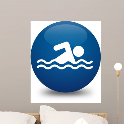 Swimmer Icon Wall Decal shown on a wall