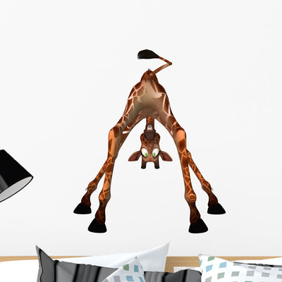 Toon Giraffe Wall Decal shown on a wall
