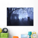 Misty Overgrown Cemetery Wall Decal