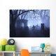 Misty Overgrown Cemetery Wall Decal