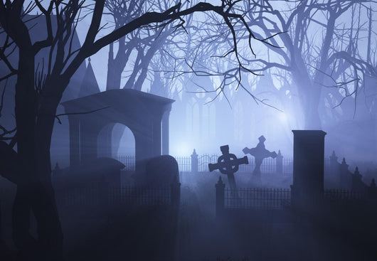 Misty Overgrown Cemetery Wall Decal